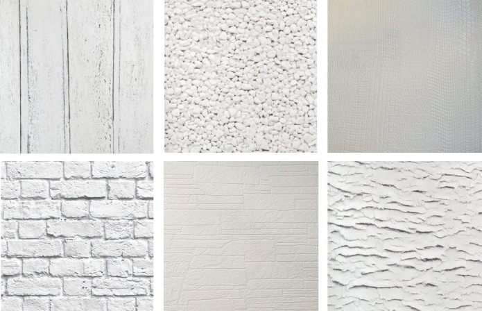 papel pintado blanco que imita diversos materiales