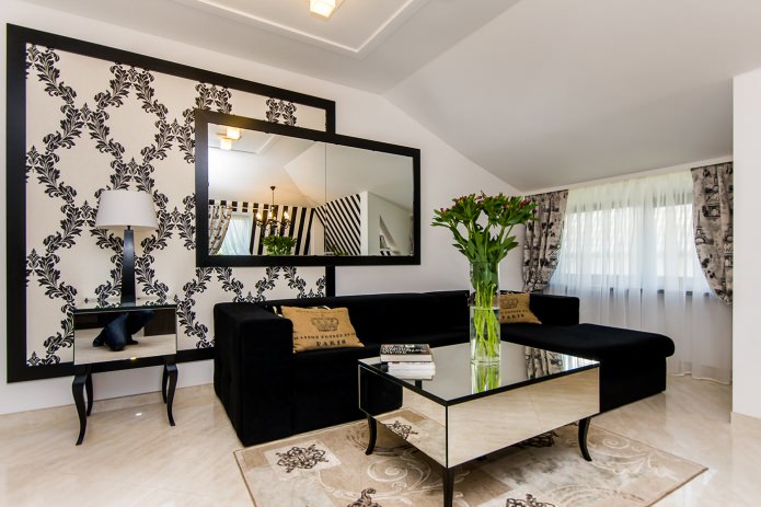Papel tapiz en blanco y negro para la sala de estar
