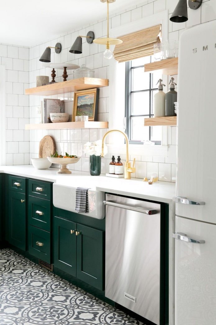 una combinación de blanco con madera
