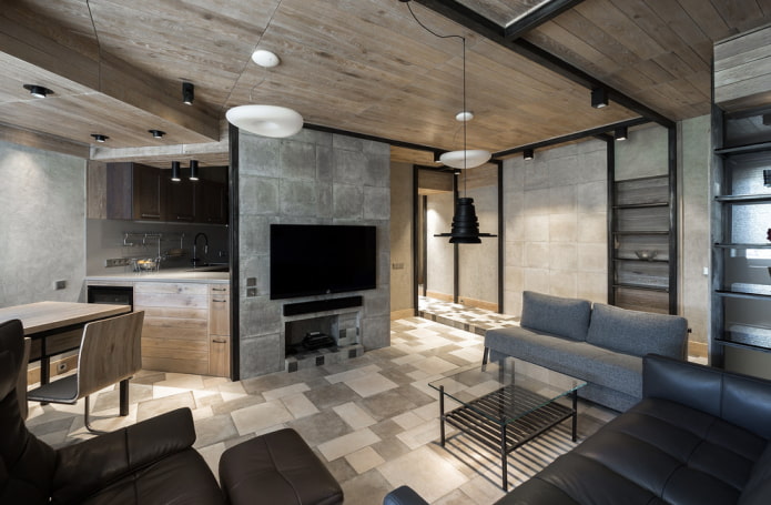 Madera y hormigón en el interior