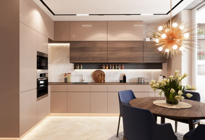 interior de cocina en tonos beige y marrones