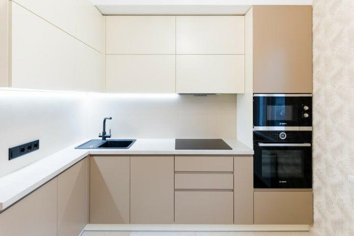 encimera de cocina en tonos beige