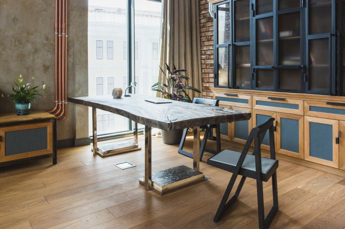 cocina-comedor en estilo loft
