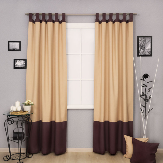 cortinas beige con ojales marrones