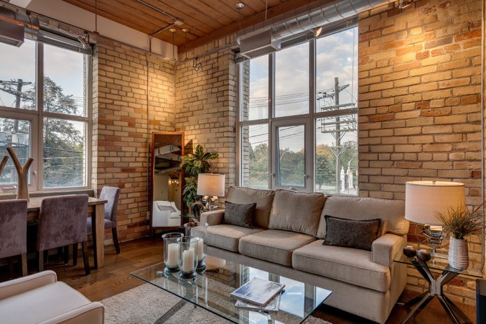 Sala de estar estilo loft