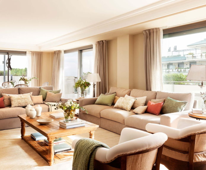 salón beige en la casa