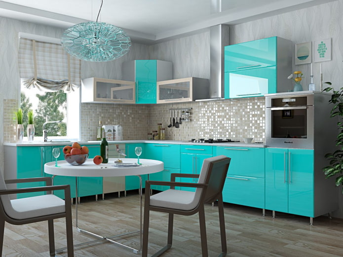 papel pintado turquesa para cocina
