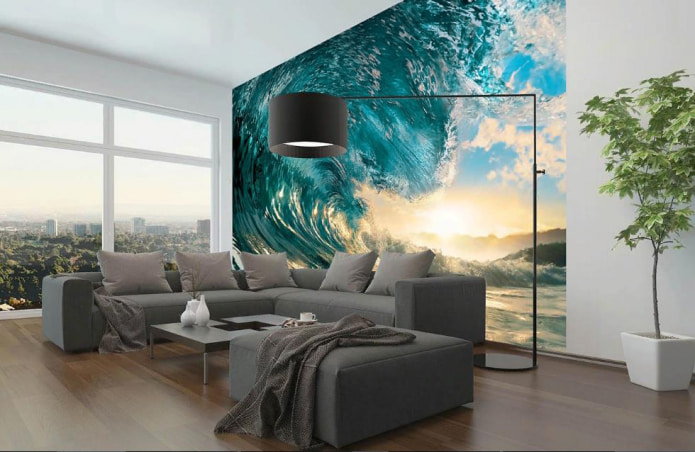 papel pintado fotográfico con patrón de ondas