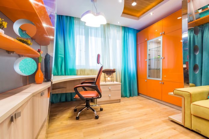 Cortinas turquesa en un estilo moderno