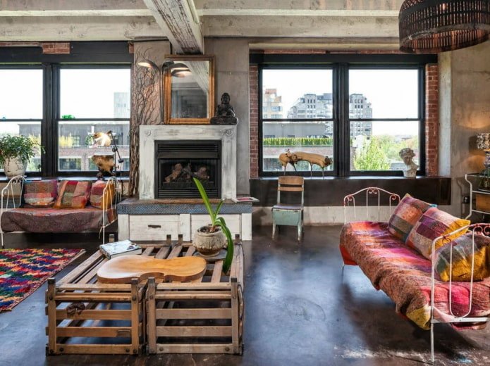 una mezcla de estilos boho y loft