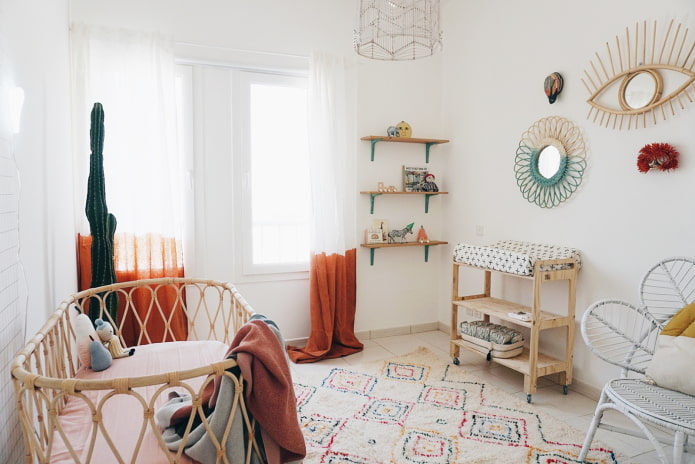 una habitación infantil para un recién nacido en estilo boho