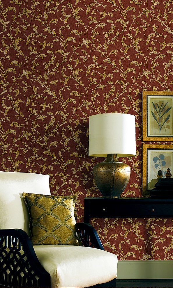 papel pintado con estampado dorado
