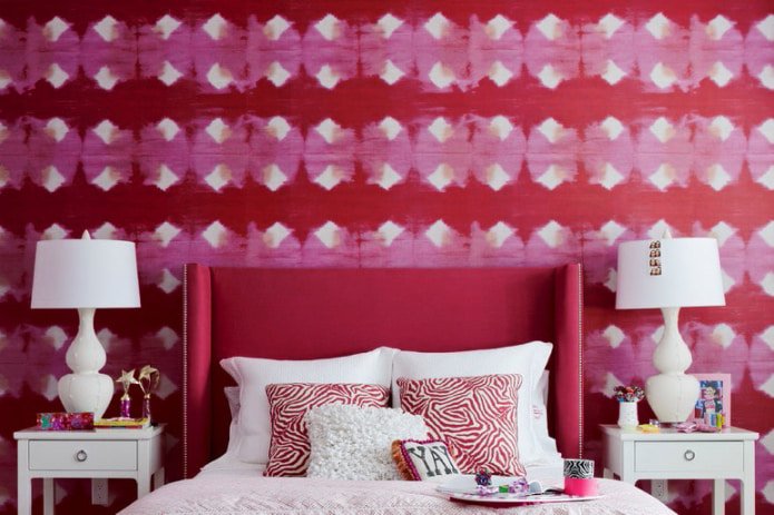 papel pintado burdeos-rosa