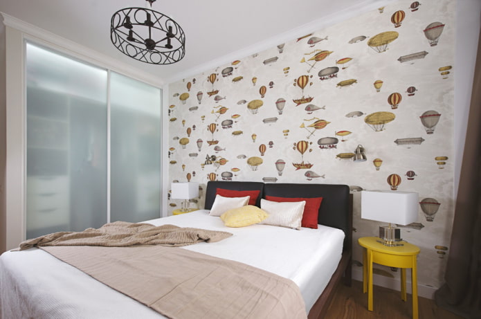 papel pintado en el interior del dormitorio