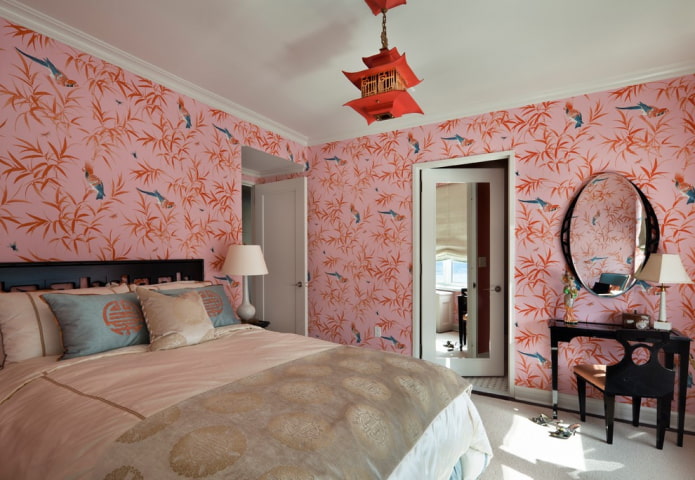 papel pintado en el interior del dormitorio