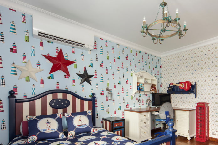 Papel pintado de papel en estilo marino