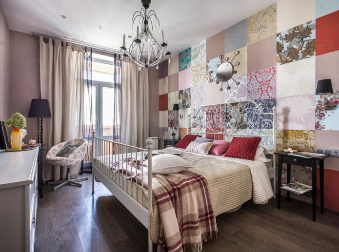 papel pintado de papel en el interior del dormitorio