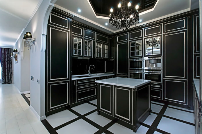 cocina negra en estilo art déco