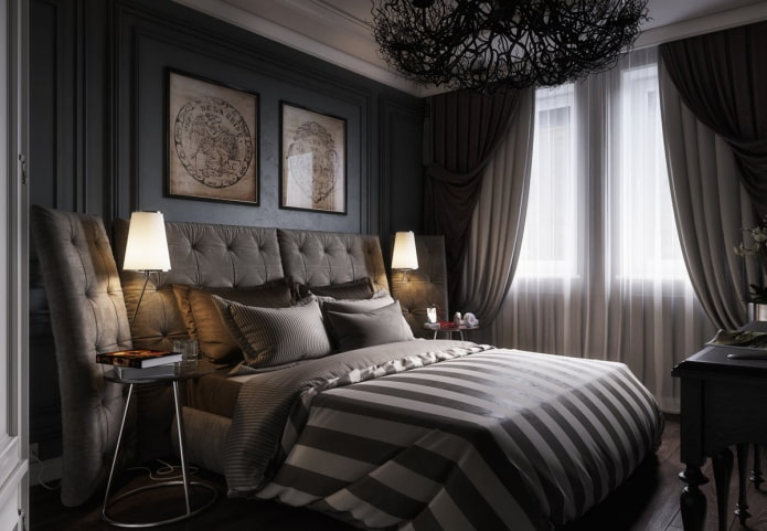 dormitorio negro en estilo art déco