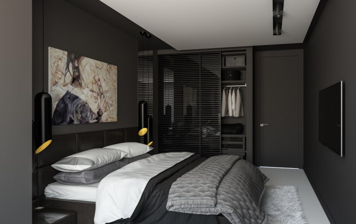 dormitorio negro de estilo moderno