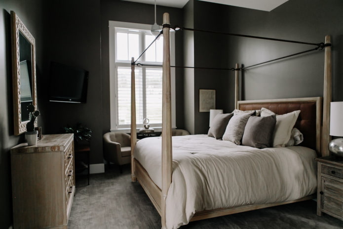 diseño interior de dormitorio negro