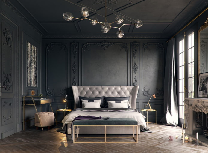 decoración de dormitorio negro