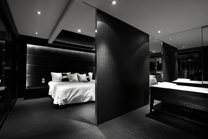 diseño interior de dormitorio negro