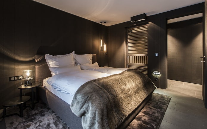diseño interior de dormitorio negro