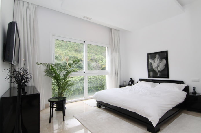 Decoración e iluminación de dormitorios en blanco y negro