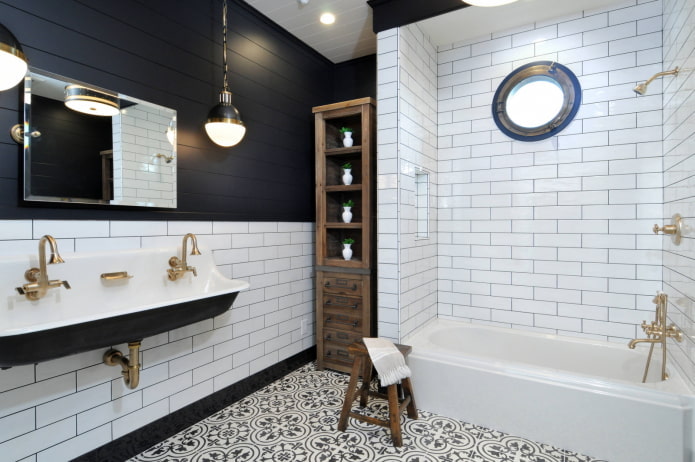Azulejos con forma de cerdo en un interior en blanco y negro