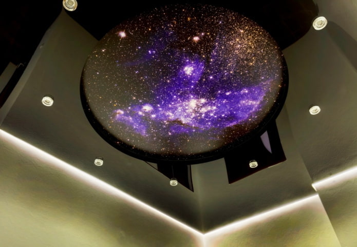 tela elástica negra con imagen de una galaxia