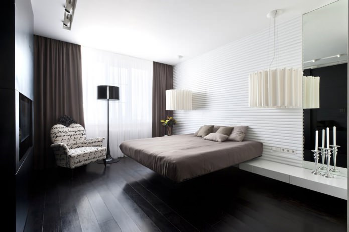 suelo de madera oscuro en el dormitorio