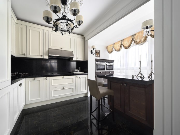 azulejos negros para el piso de la cocina