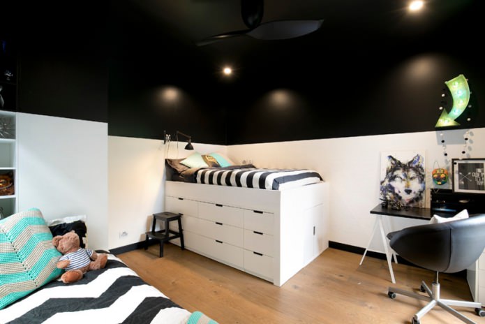 Habitación infantil en blanco y negro