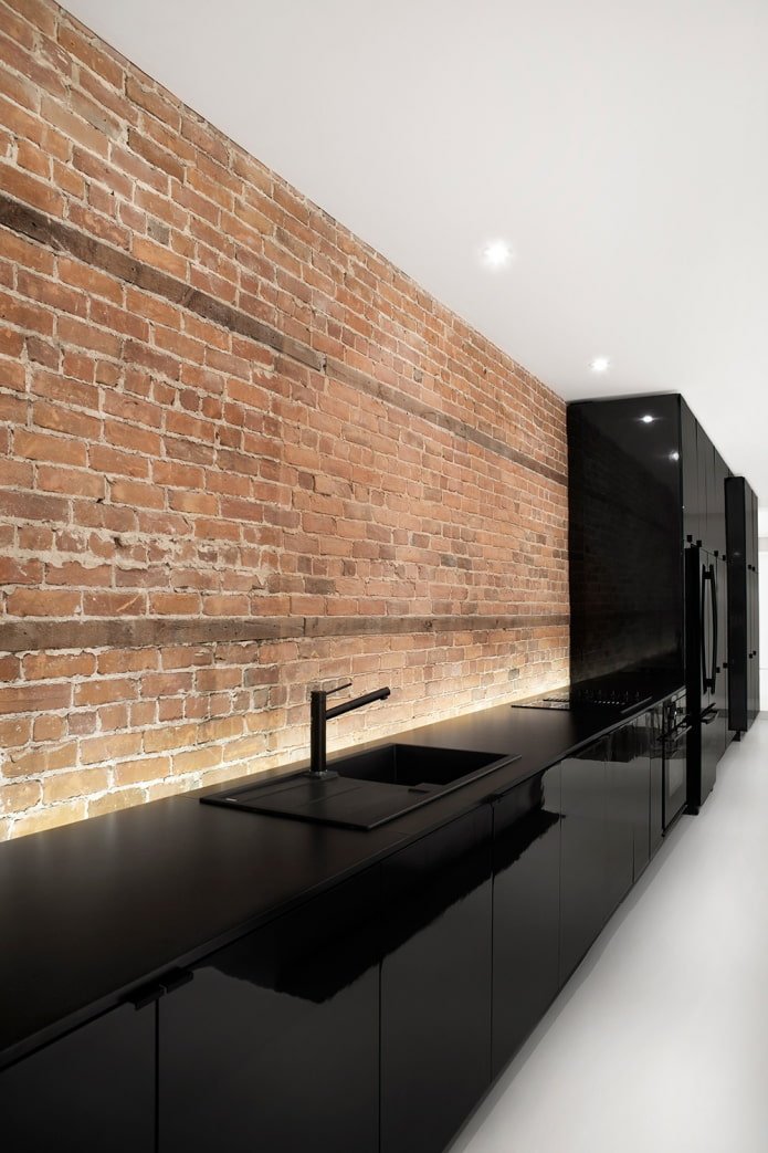 black shiny kitchen