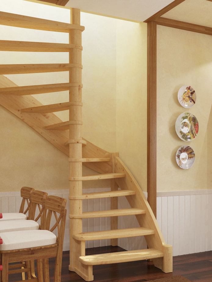 escalera giratoria de madera