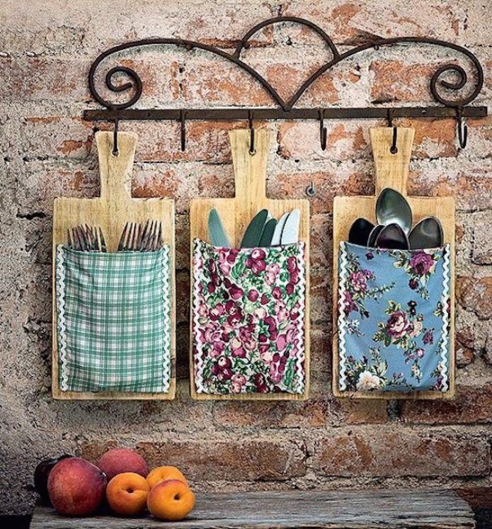 idea de almacenamiento de utensilios de cocina de estilo rural
