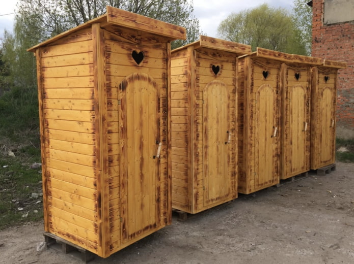 wooden toilet booths