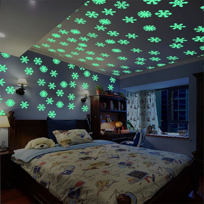 pegatinas luminosas de fósforo en el techo