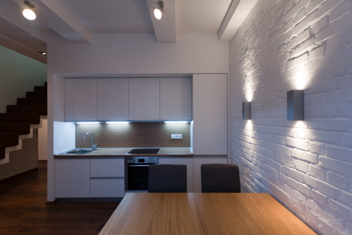 Lámparas de pared en la cocina