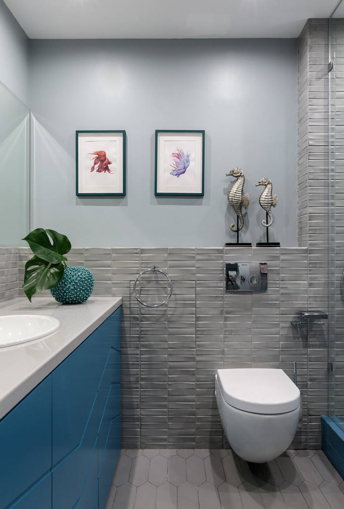 acabado combinado de azulejos y pintura