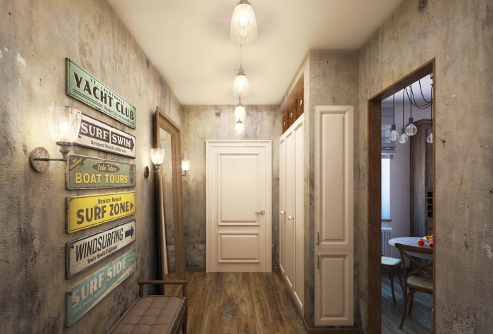 Yeso en el pasillo estilo loft