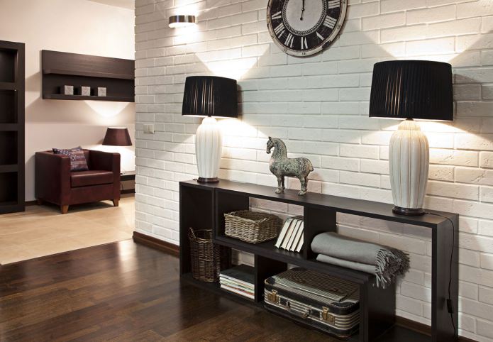 Decoración de paredes con papel pintado de ladrillo blanco