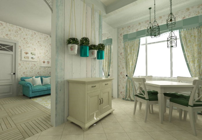 tabique en el interior en estilo provenzal