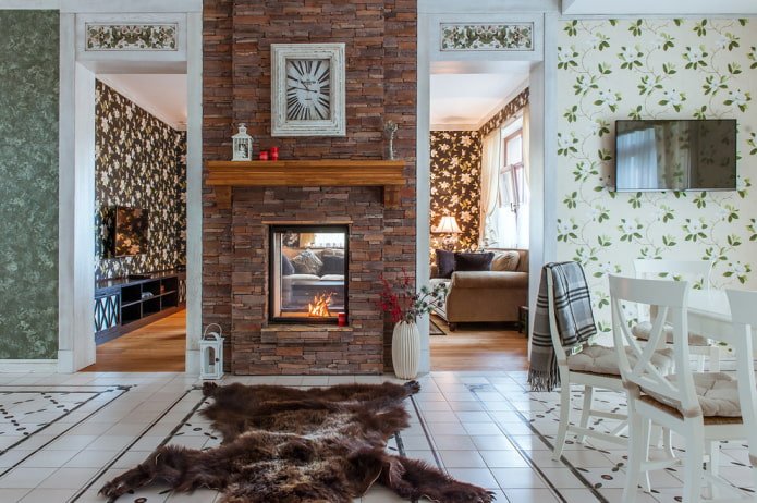 Revestimiento decorativo de piedra para chimeneas en interiores