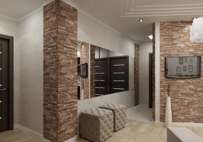 acabado de piedra decorativa de una esquina en el interior