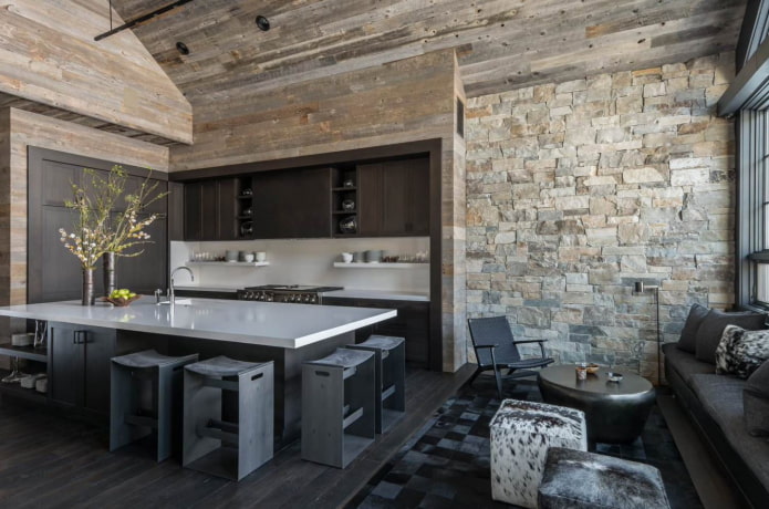 Acabado decorativo de piedra con madera