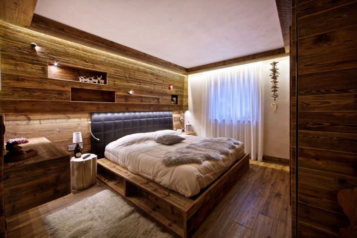acabado de madera del dormitorio