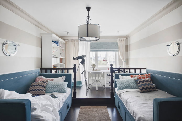 Zonificación de una habitación infantil para dos niños