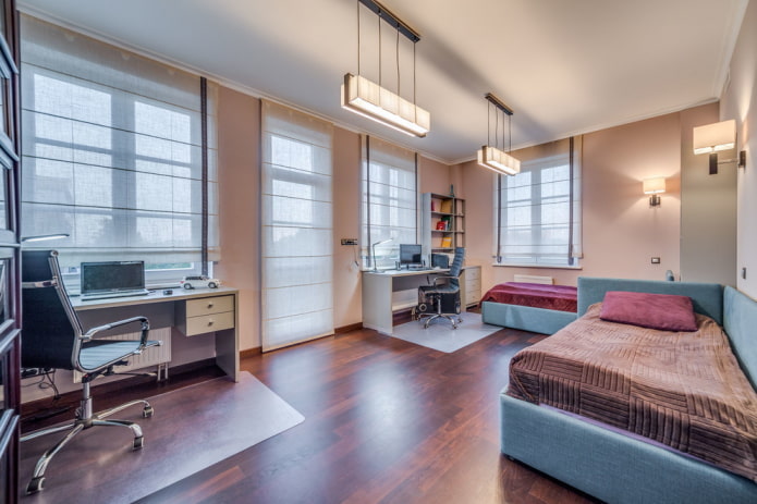 Zonificación de habitación infantil para dos niños